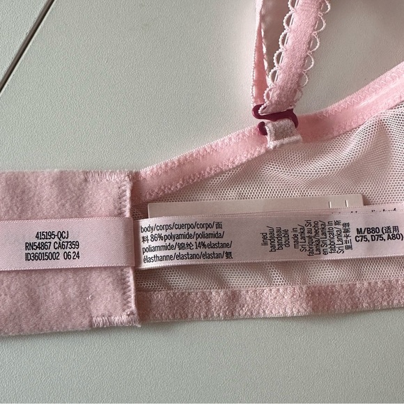 Victoria’s Secret Lined Bandeau Lace Adjustable Bralette Size M Petal Pink NWT - Picture 6 of 7